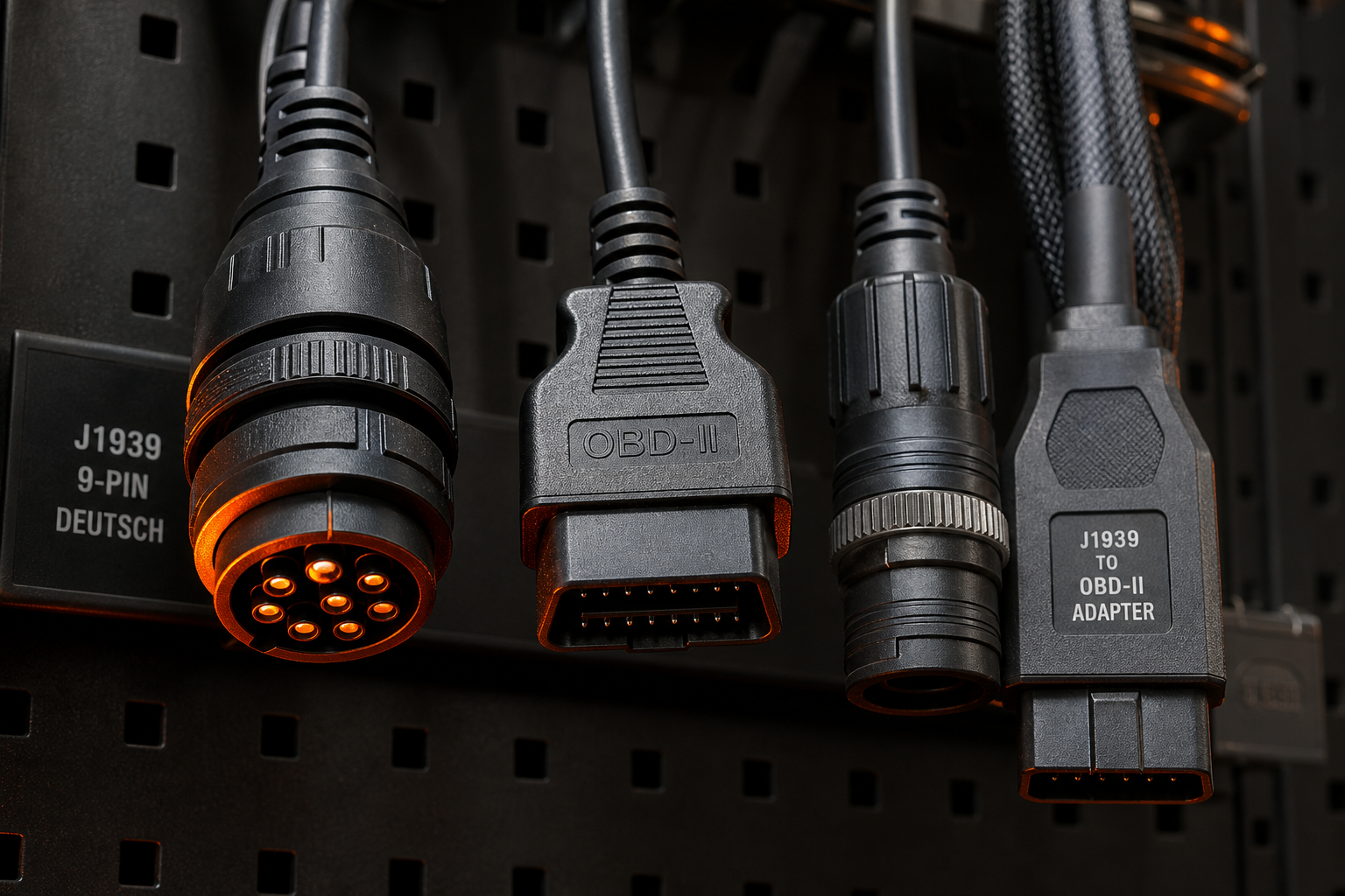 Professional J1939 and OBD-II diagnostic cable connectors